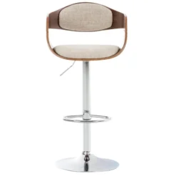 CLP Barkruk Kingston walnoot Frame - Stof - walnoot/creme