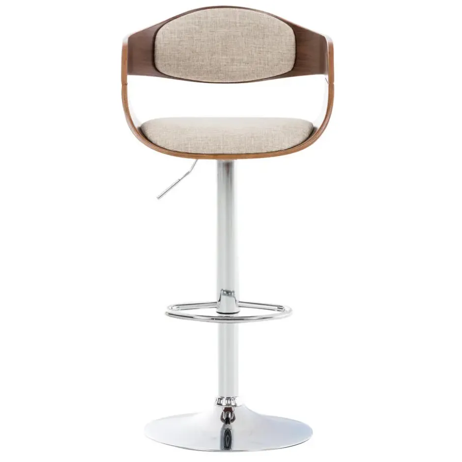 CLP Barkruk Kingston walnoot Frame - Stof - walnoot/creme