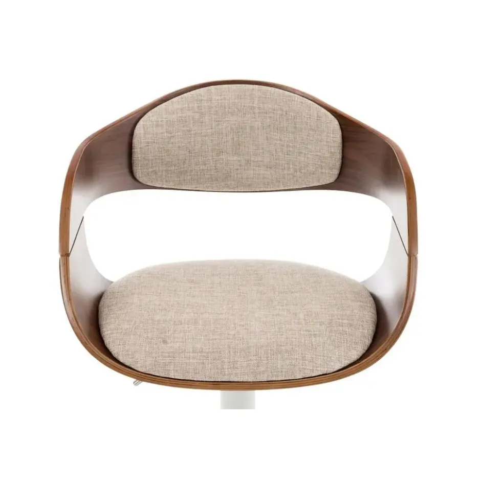 CLP Barkruk Kingston walnoot Frame - Stof - walnoot/creme