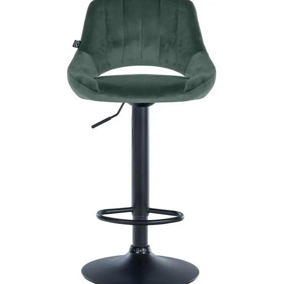 CLP Barkruk Milet zwart Frame - Fluweel - groen