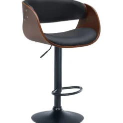 CLP Barkruk Portmore zwart Frame - Kunstleer - walnoot/zwart