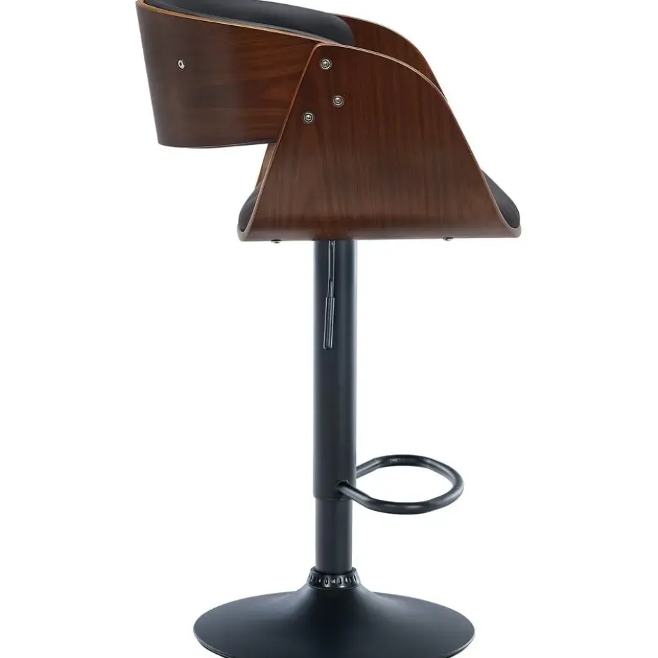 CLP Barkruk Portmore zwart Frame - Kunstleer - walnoot/zwart
