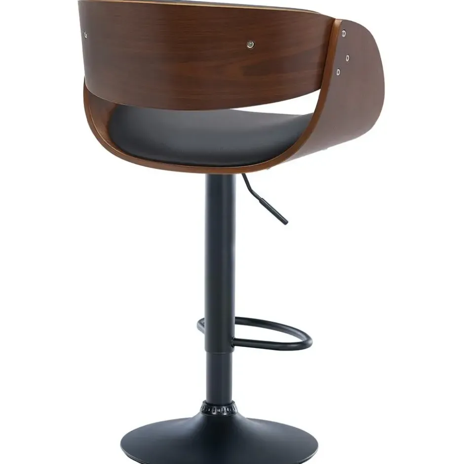 CLP Barkruk Portmore zwart Frame - Kunstleer - walnoot/zwart