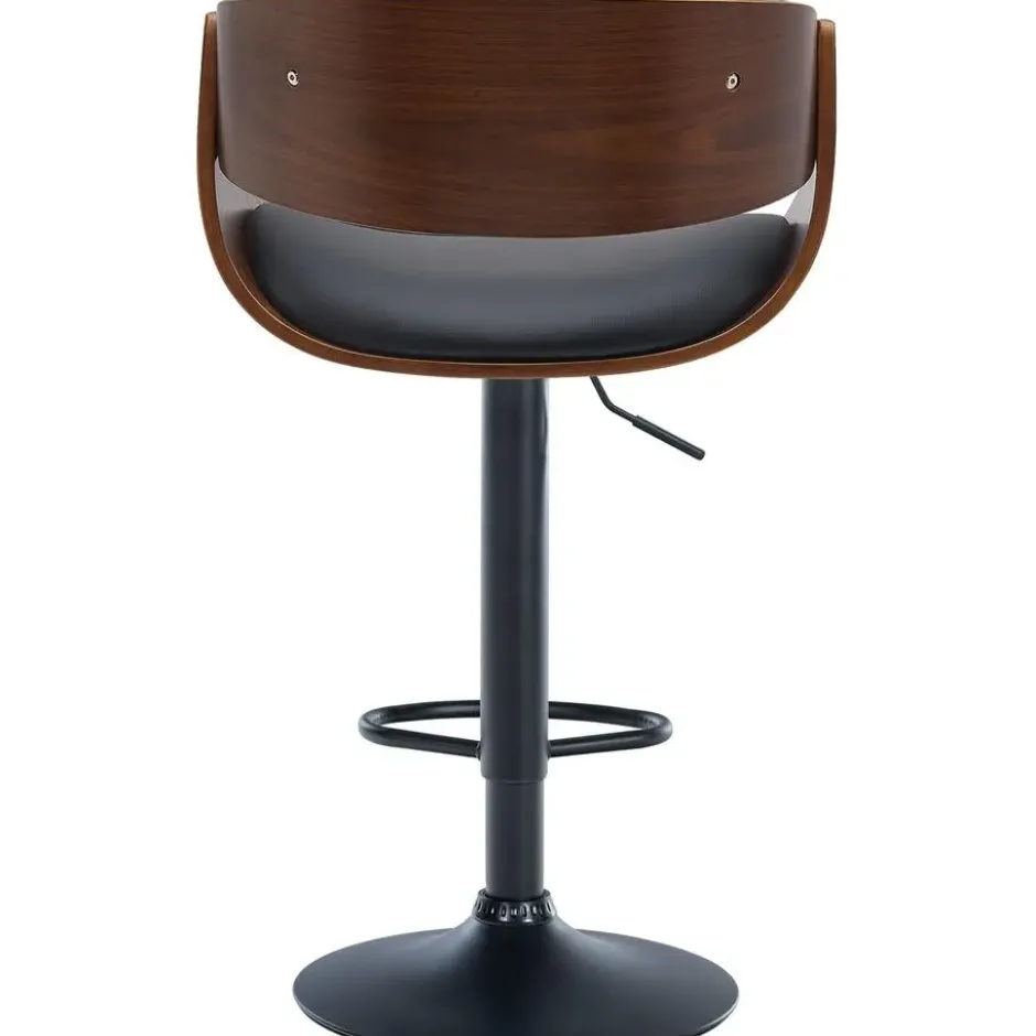 CLP Barkruk Portmore zwart Frame - Kunstleer - walnoot/zwart