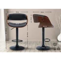CLP Barkruk Portmore zwart Frame - Kunstleer - walnoot/zwart