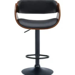 CLP Barkruk Portmore zwart Frame - Kunstleer - walnoot/zwart