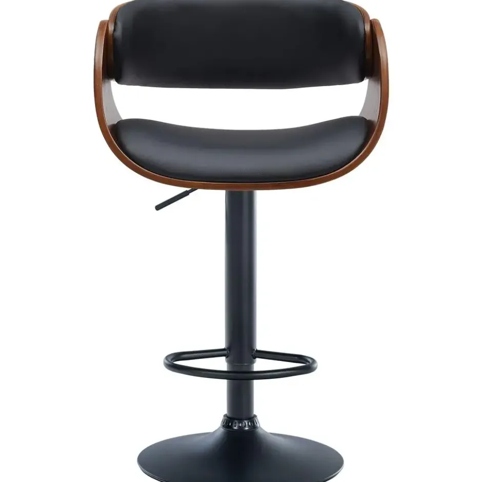 CLP Barkruk Portmore zwart Frame - Kunstleer - walnoot/zwart