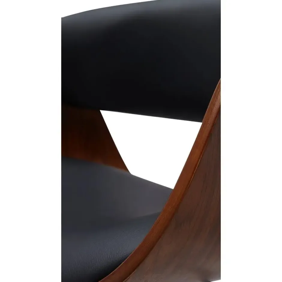 CLP Barkruk Portmore zwart Frame - Kunstleer - walnoot/zwart