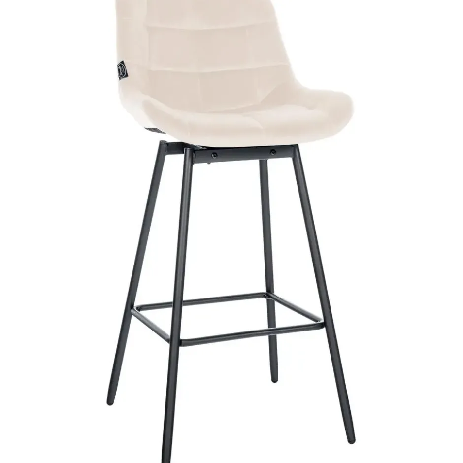 CLP Barkruk Weston zwart Frame - Fluweel - creme