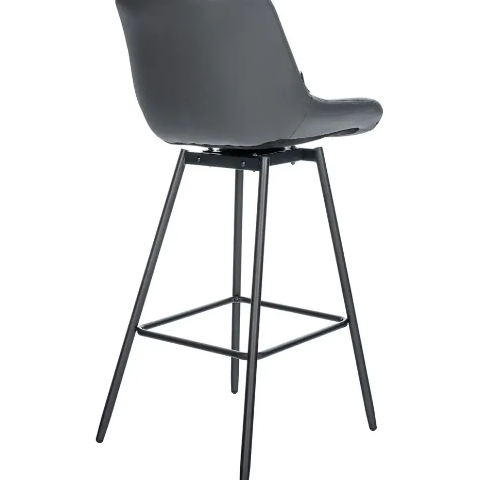 CLP Barkruk Weston zwart Frame - Kunstleer - grijs