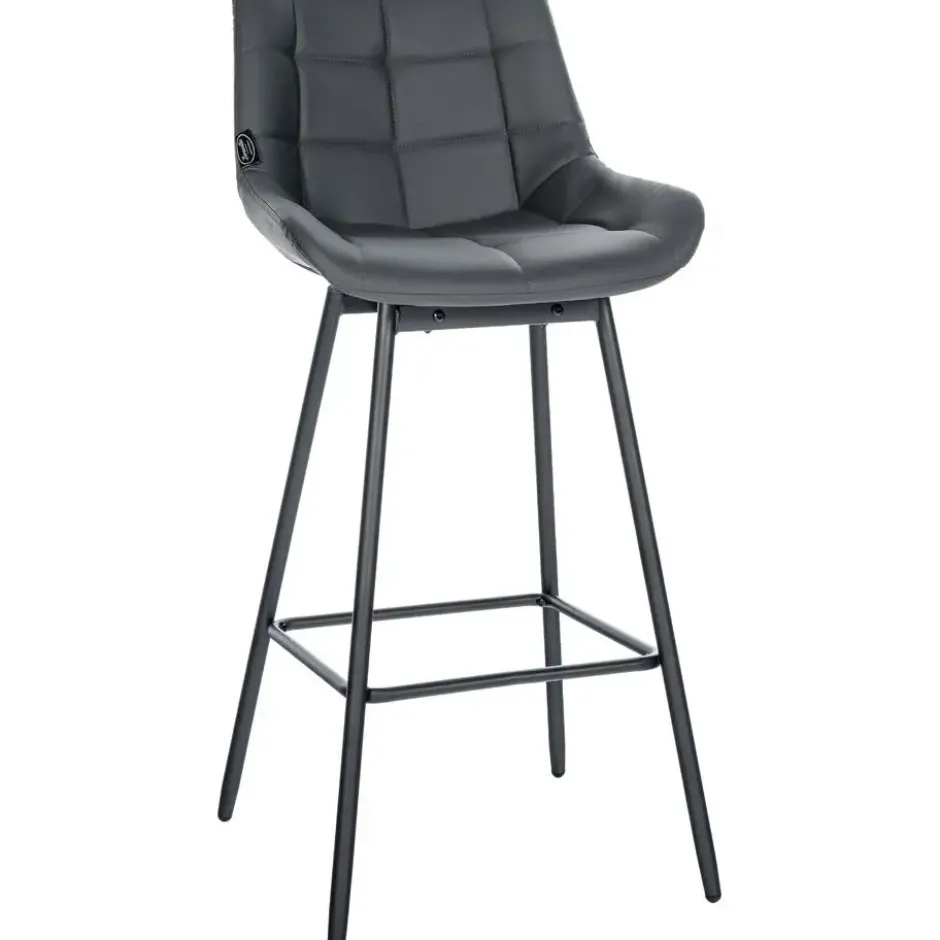 CLP Barkruk Weston zwart Frame - Kunstleer - grijs
