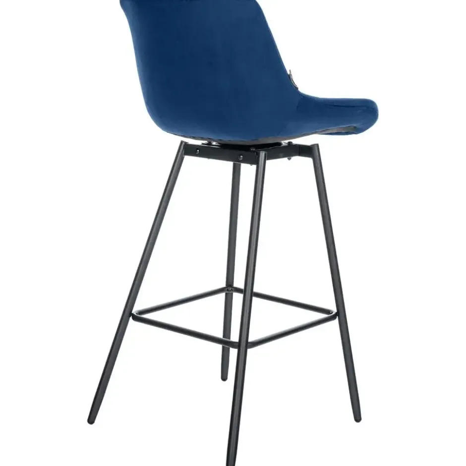 CLP Barkruk Weston zwart Frame - Fluweel - blauw