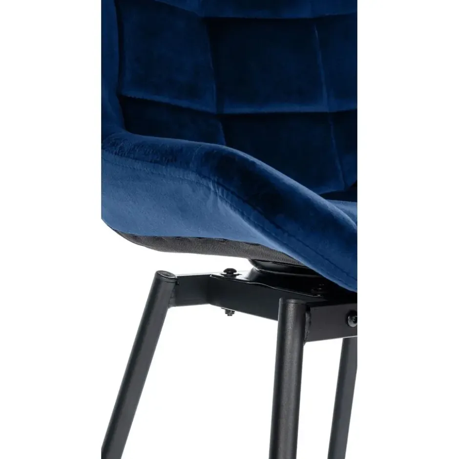 CLP Barkruk Weston zwart Frame - Fluweel - blauw