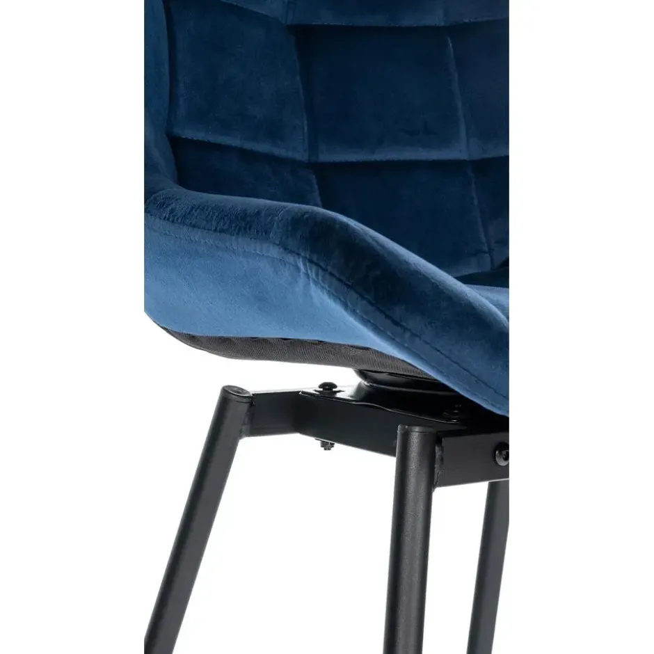 CLP Barkruk Weston zwart Frame - Fluweel - blauw
