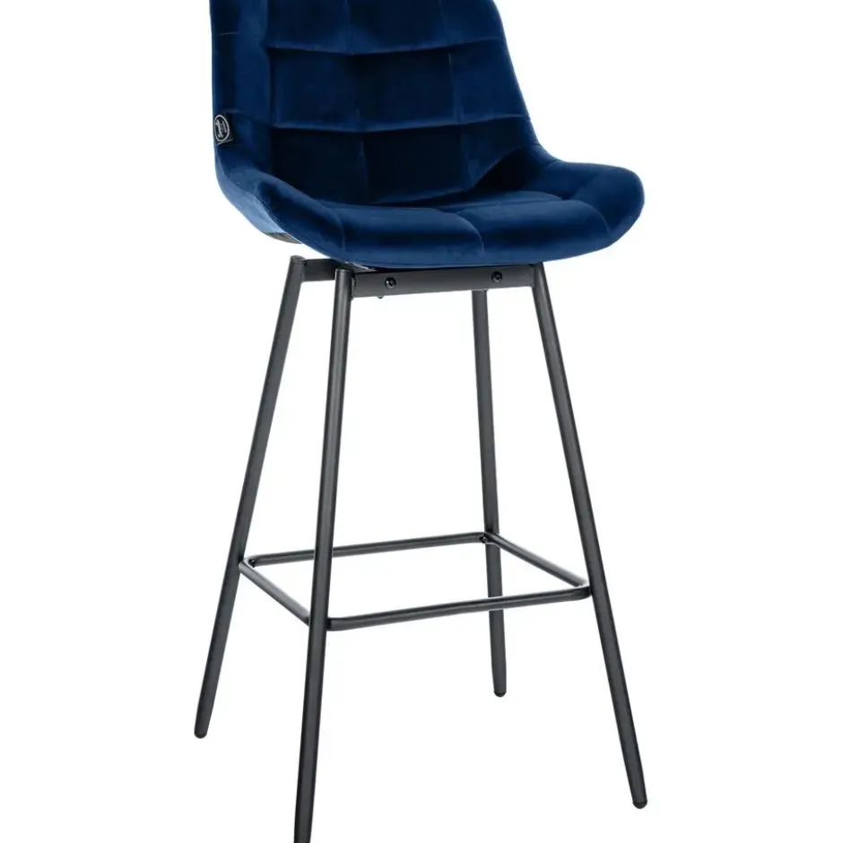 CLP Barkruk Weston zwart Frame - Fluweel - blauw