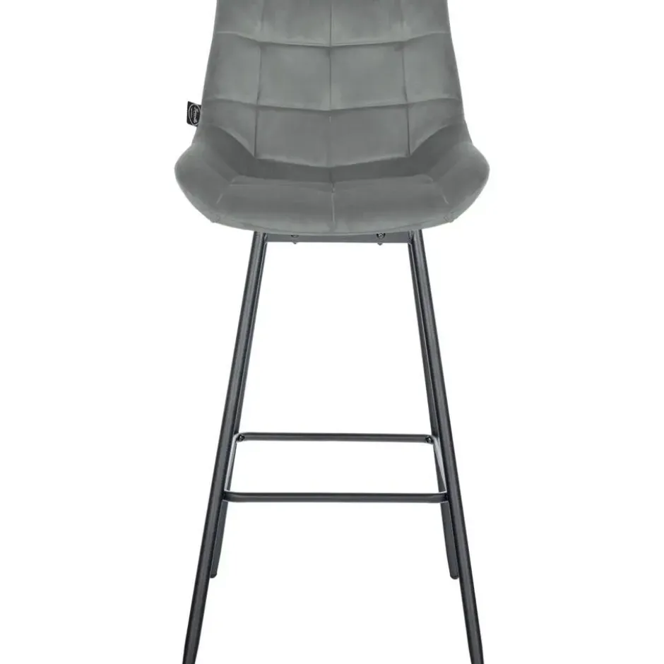 CLP Barkruk Weston zwart Frame - Fluweel - grijs