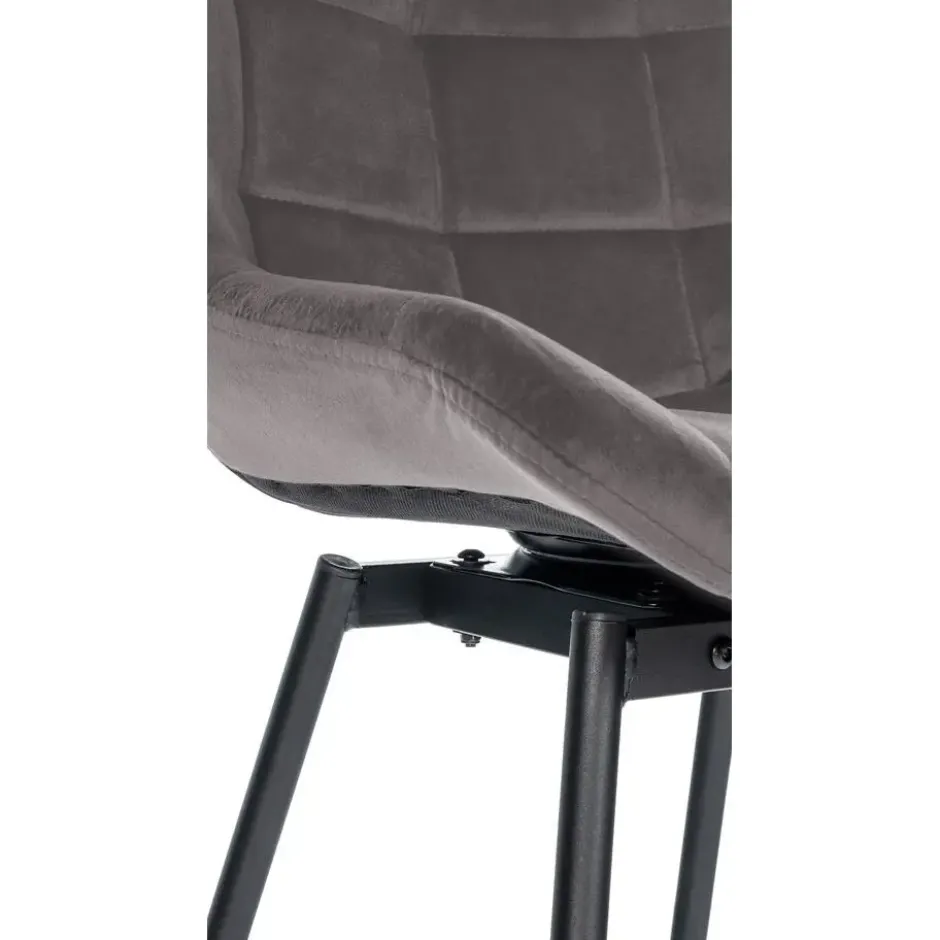 CLP Barkruk Weston zwart Frame - Fluweel - grijs