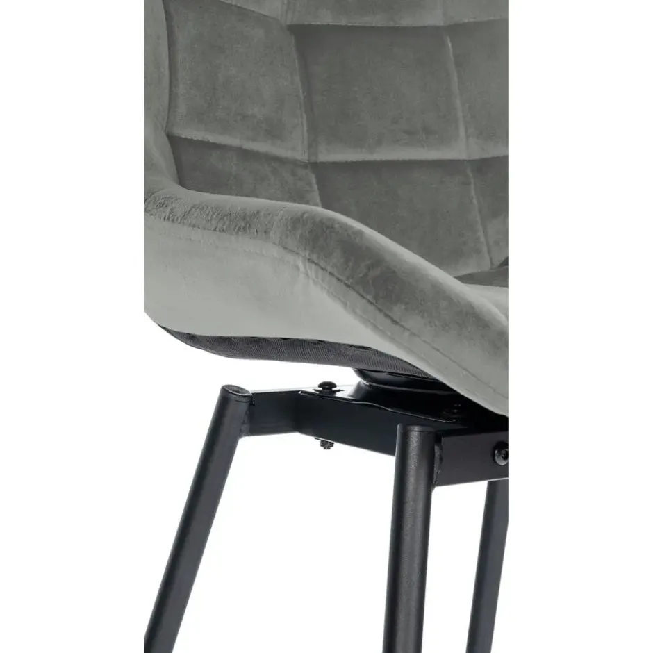 CLP Barkruk Weston zwart Frame - Fluweel - grijs