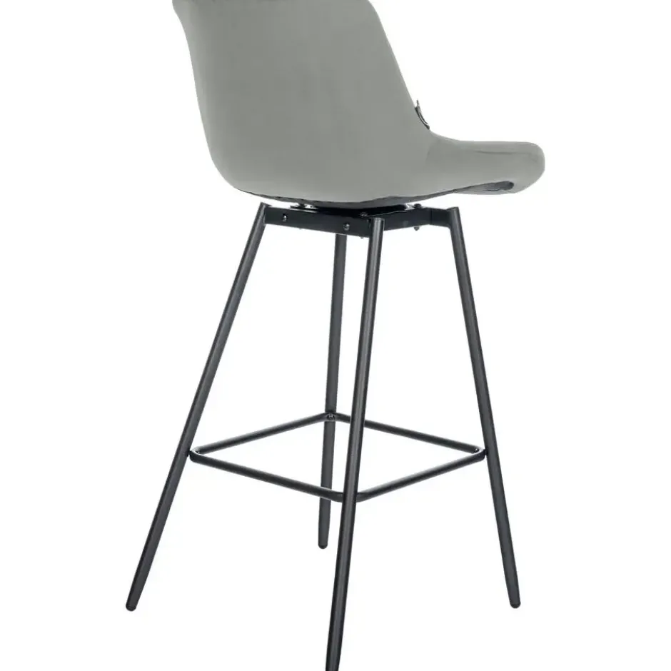 CLP Barkruk Weston zwart Frame - Fluweel - grijs