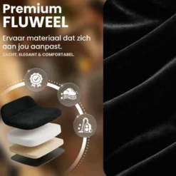 CLP Barkruk Weston zwart Frame - Fluweel - zwart