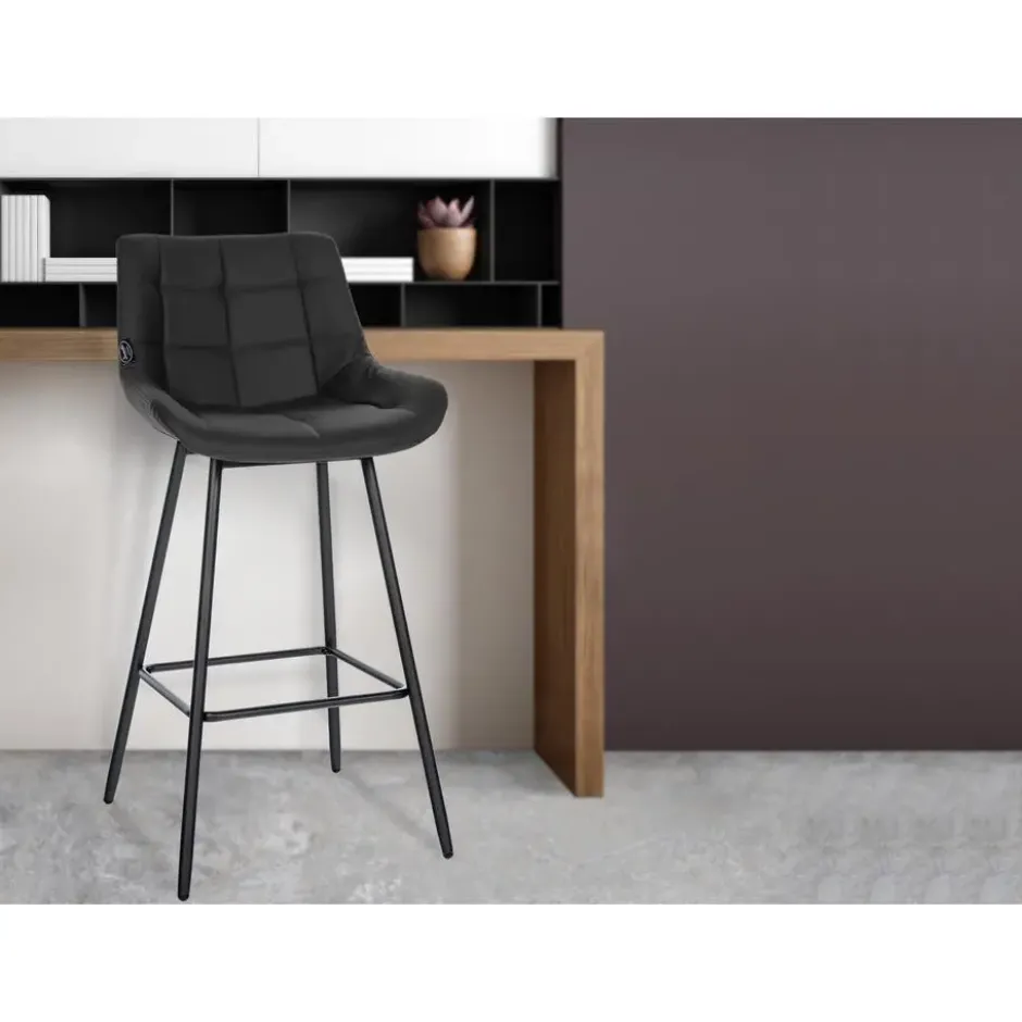 CLP Barkruk Weston zwart Frame - Kunstleer - zwart
