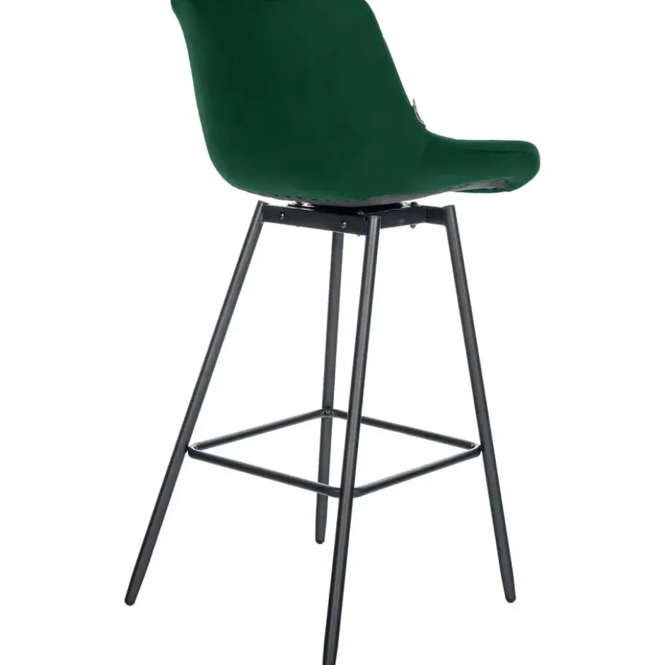 CLP Barkruk Weston zwart Frame - Fluweel - donkergroen