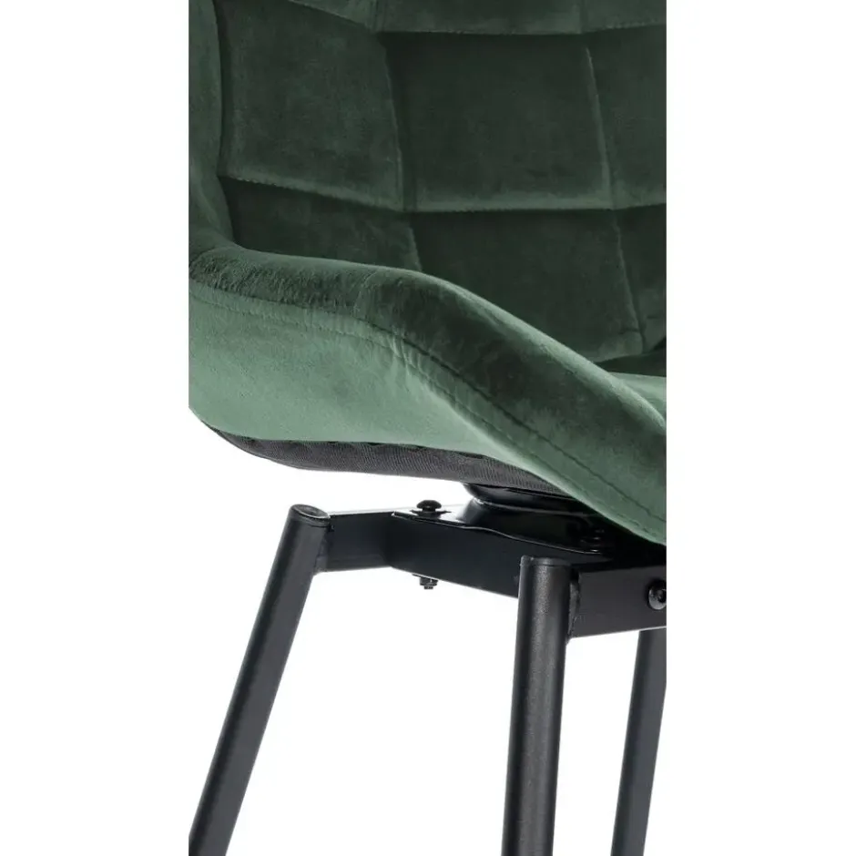 CLP Barkruk Weston zwart Frame - Fluweel - donkergroen