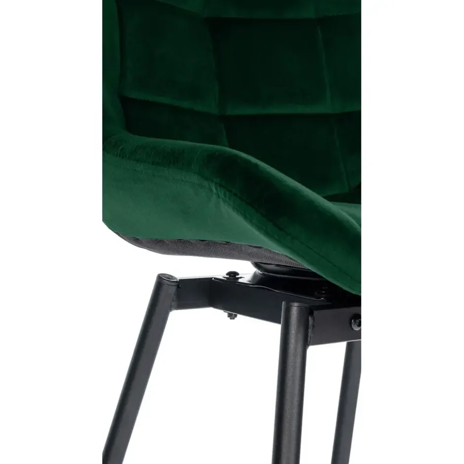 CLP Barkruk Weston zwart Frame - Fluweel - donkergroen