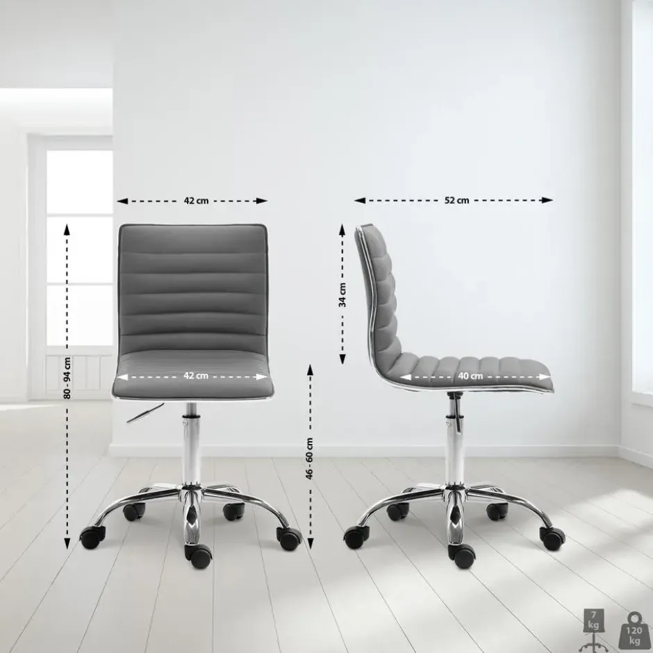 CLP Bureaustoel Alamosa chroom Frame - Kunstleer - grijs