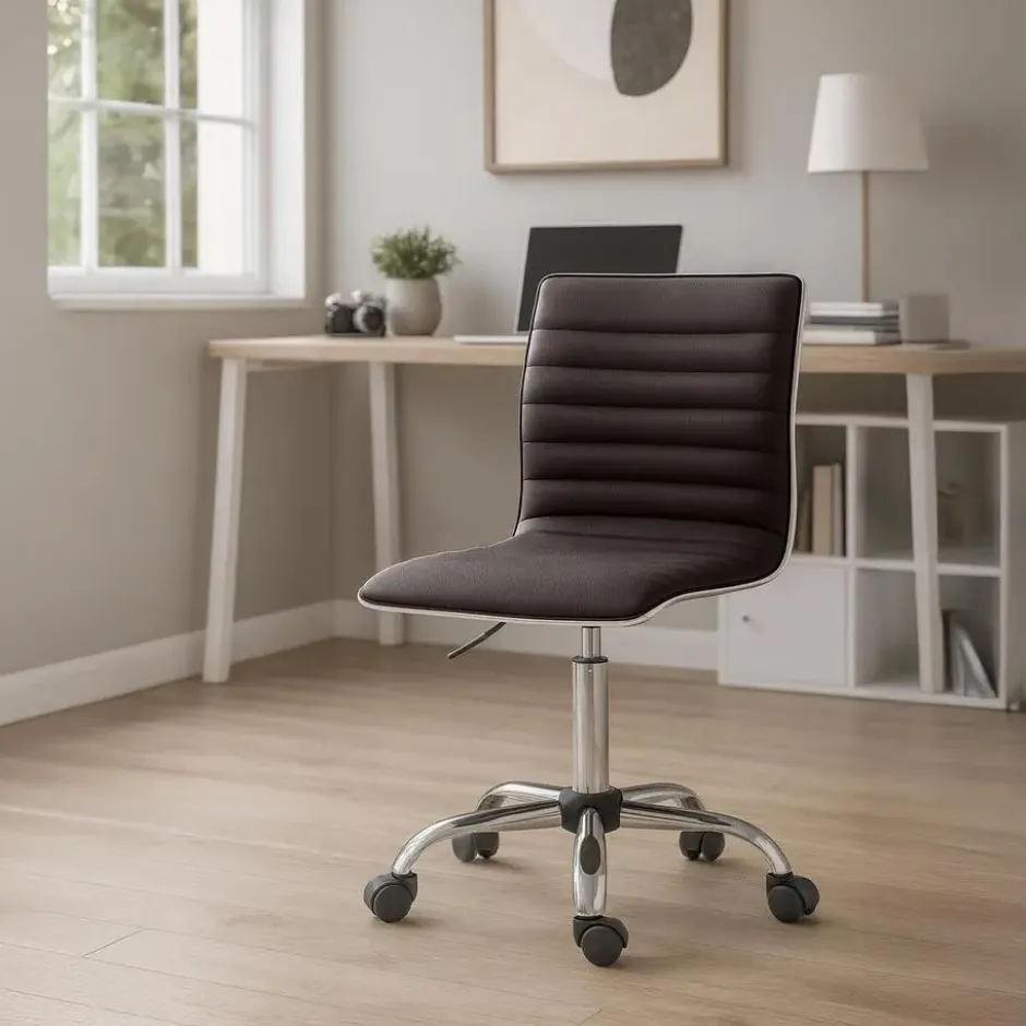 CLP Bureaustoel Alamosa chroom Frame - Kunstleer - bruin
