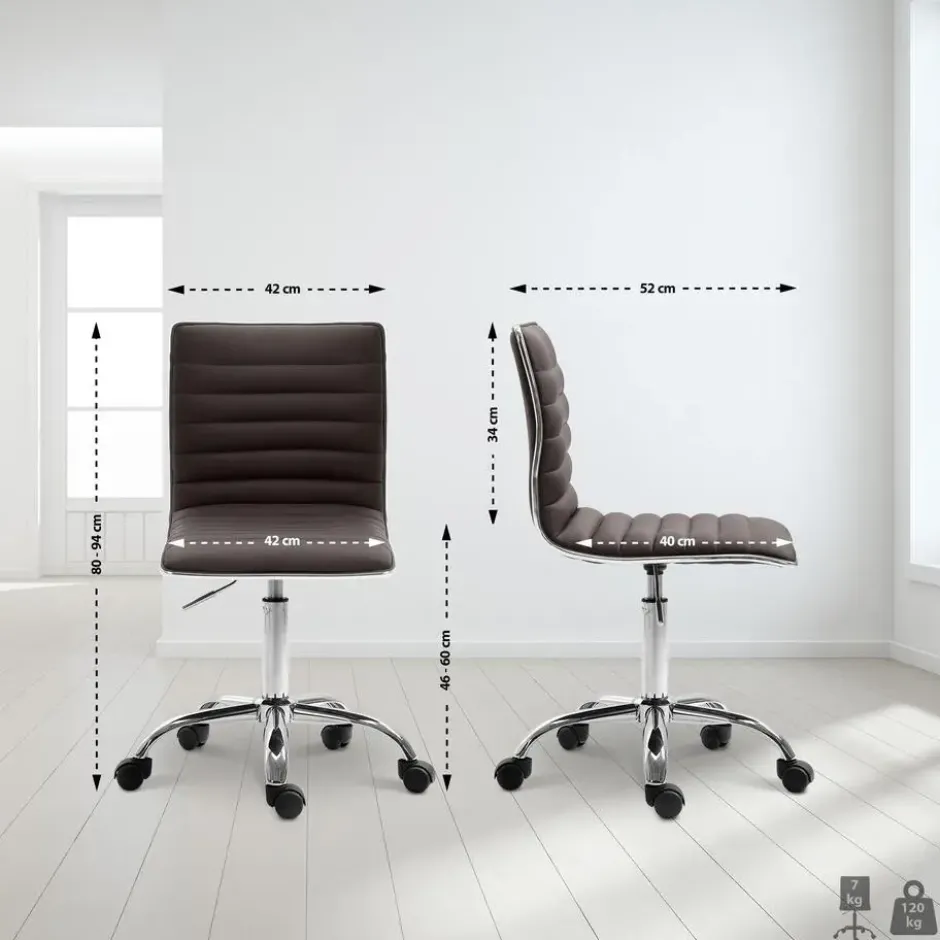 CLP Bureaustoel Alamosa chroom Frame - Kunstleer - bruin