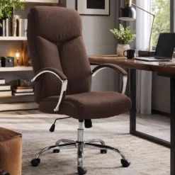 CLP Bureaustoel Arlen chroom Frame - Stof - bruin