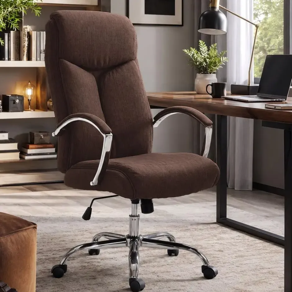 CLP Bureaustoel Arlen chroom Frame - Stof - bruin