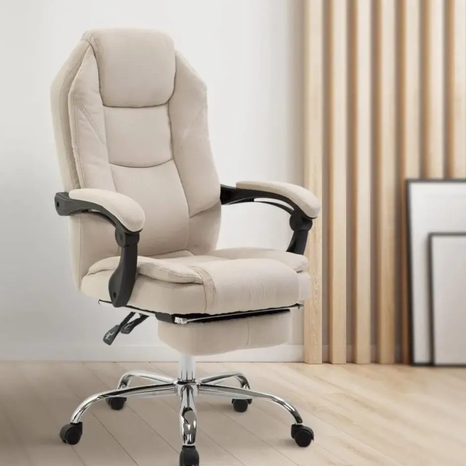 CLP Bureaustoel Castle chroom Frame - Stof - creme