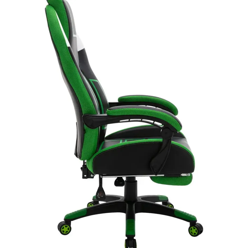 CLP Bureaustoel Clovis zwart Frame - Kunstleer - zwart/groen