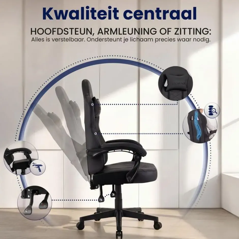 CLP Bureaustoel Collins zwart Frame - Kunstleer - zwart