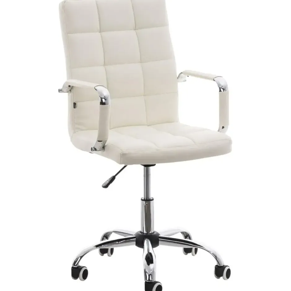 CLP Bureaustoel Deli V2 chroom Frame - Kunstleer - wit