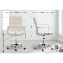 CLP Bureaustoel Deli V2 chroom Frame - Kunstleer - wit