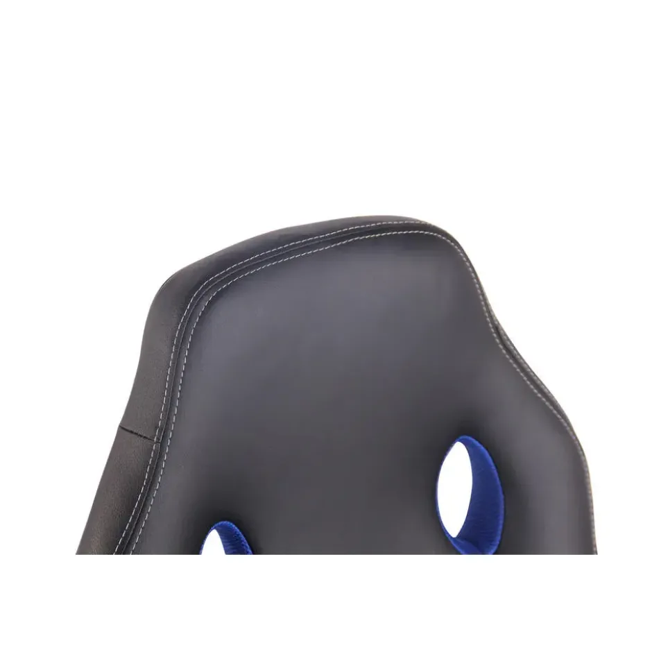 CLP Bureaustoel Elbing zwart Frame - Kunstleer - zwart/blauw