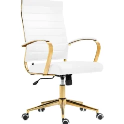 CLP Bureaustoel Havanna goud Frame - Kunstleer - wit