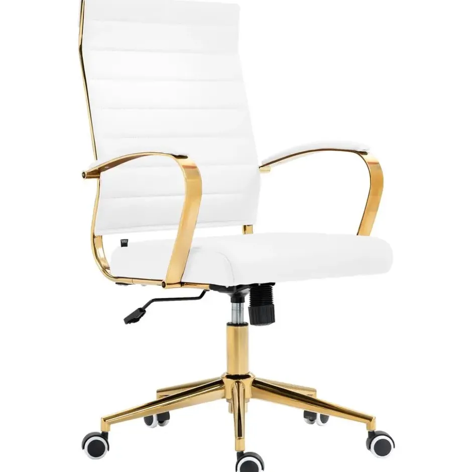 CLP Bureaustoel Havanna goud Frame - Kunstleer - wit