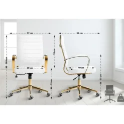 CLP Bureaustoel Havanna goud Frame - Kunstleer - wit