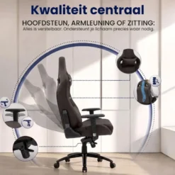 CLP Bureaustoel Keren zwart Frame - Echt leer - bruin