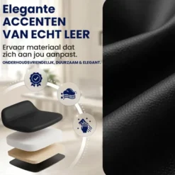 CLP Bureaustoel Keren zwart Frame - Echt leer - zwart