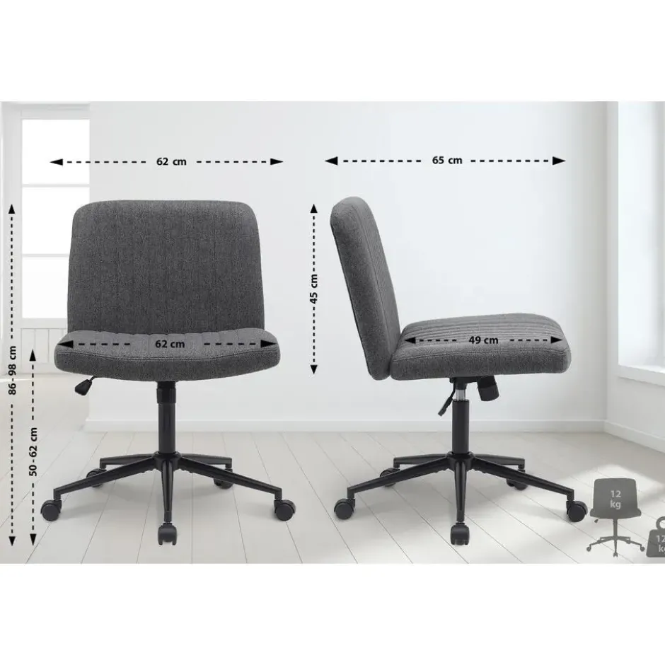 CLP Bureaustoel Kingman zwart Frame - Stof - donkergrijs