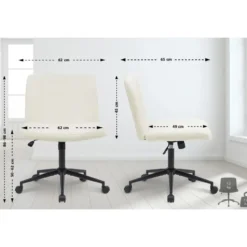 CLP Bureaustoel Kingman zwart Frame - Fluweel - creme