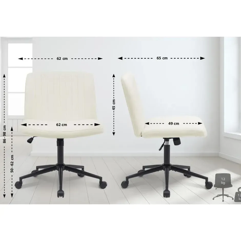 CLP Bureaustoel Kingman zwart Frame - Fluweel - creme