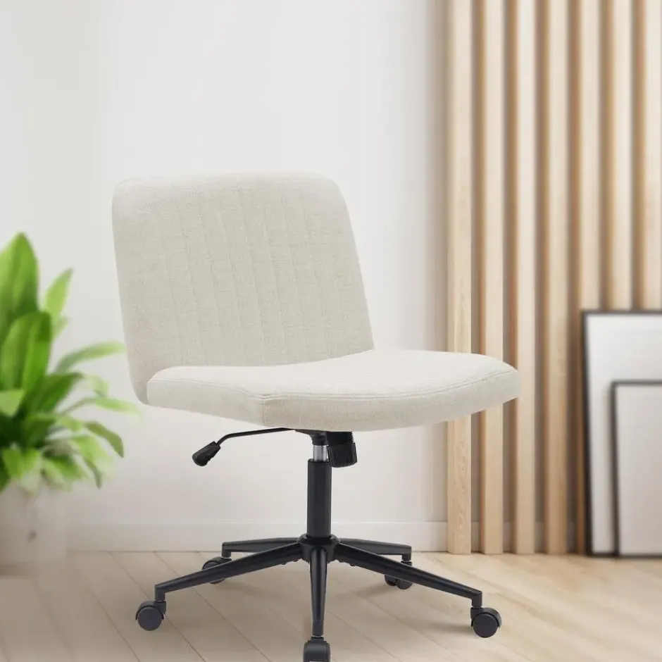 CLP Bureaustoel Kingman zwart Frame - Stof - creme