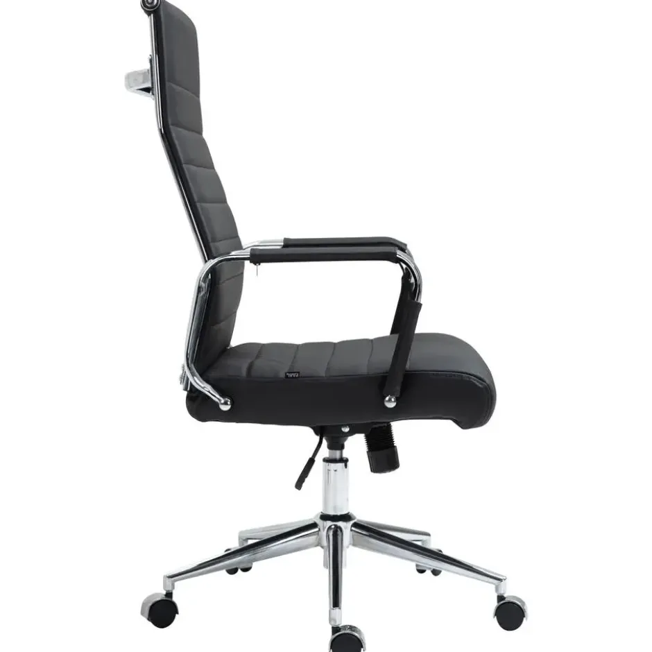 CLP Bureaustoel Kolumbus chroom Frame - Echt leer - zwart
