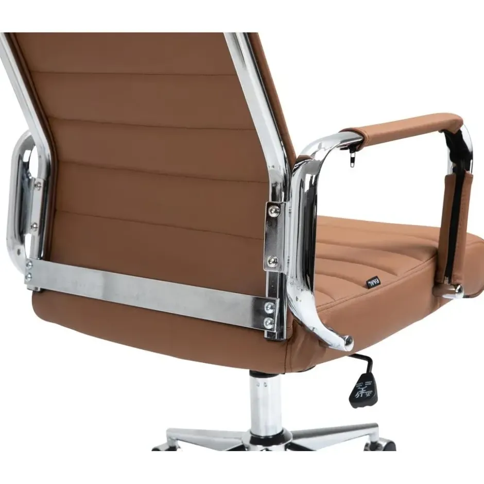 CLP Bureaustoel Kolumbus chroom Frame - Echt leer - licht bruin